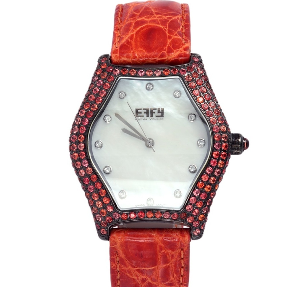 Orange Sapphire Diamond 4.73 Ct Luxury Watch